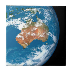 Carreau La Planète Terre Montre Des Nuages Sur L'Australie