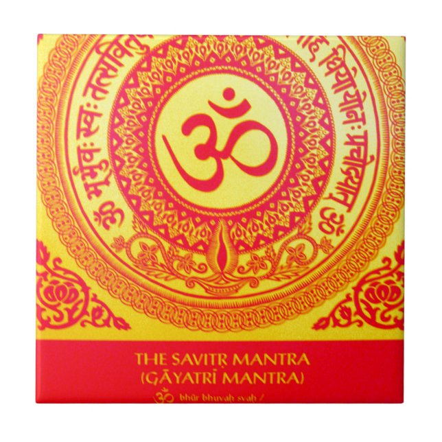 CARREAU LA PLUPART D'INCANTATION INDOUE SACRÉE DE GAYATRI (Devant)