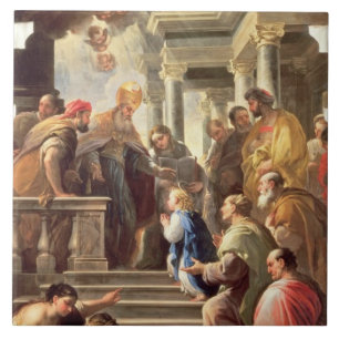 Carreau La présentation de la Vierge au temple (huile