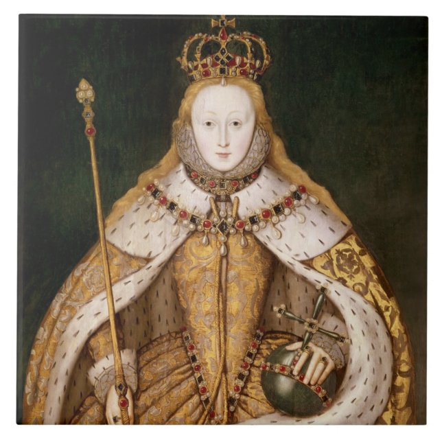 Carreau La Reine Elizabeth I dans des robes longues de (Devant)