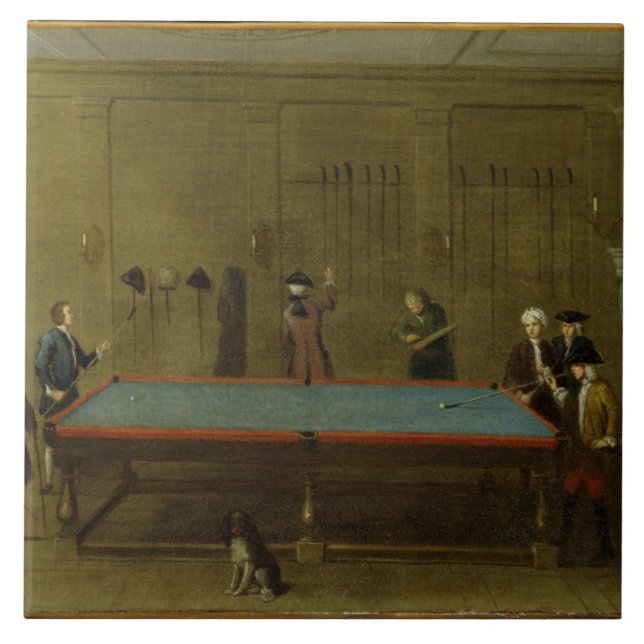 Carreau La salle de billard (huile sur la toile) (Devant)