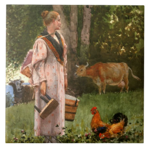 Carreau La servante de lait (art rural Vintage)