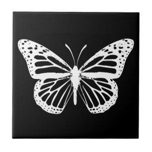 Carreau La silhouette du papillon Monarque blanc sur