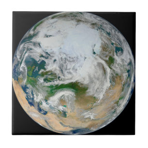 Carreau La Terre Montre L'Arctique, L'Europe Et L'Asie.