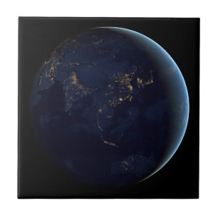 Carreau La Terre s'illumine la nuit en Asie et en Australi