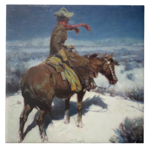 Carreau "La veillée solitaire" par W Herbert Dunton