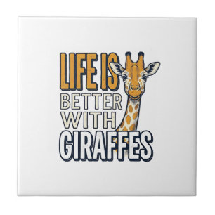 Carreau La vie est meilleure avec des girafes modèle de t-