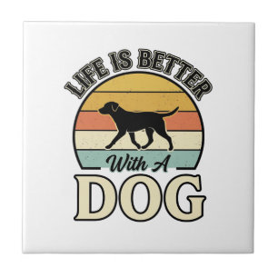 Carreau La vie est meilleure avec un chien vintage shirt d