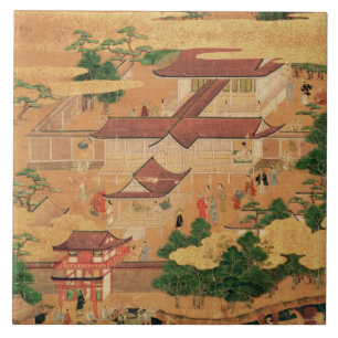 Carreau La vie et les passe-temps de la cour japonaise,