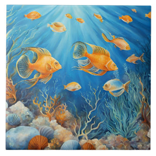 Carreau La vie marine avec des poissons exotiques