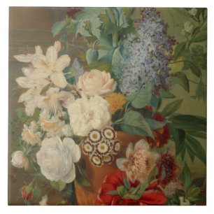 Carreau La vie morte avec des fleurs dans un Vase en terre