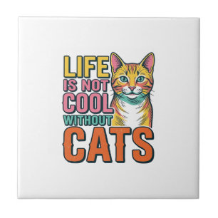 Carreau La vie n'est pas cool sans chats T-shirt vintage p