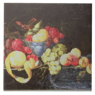 Carreau La vie toujours avec le fruit dans la cuvette de