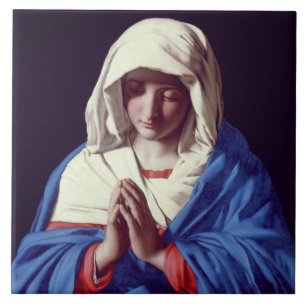 Carreau La Vierge dans la prière, 1640-50 (huile sur la