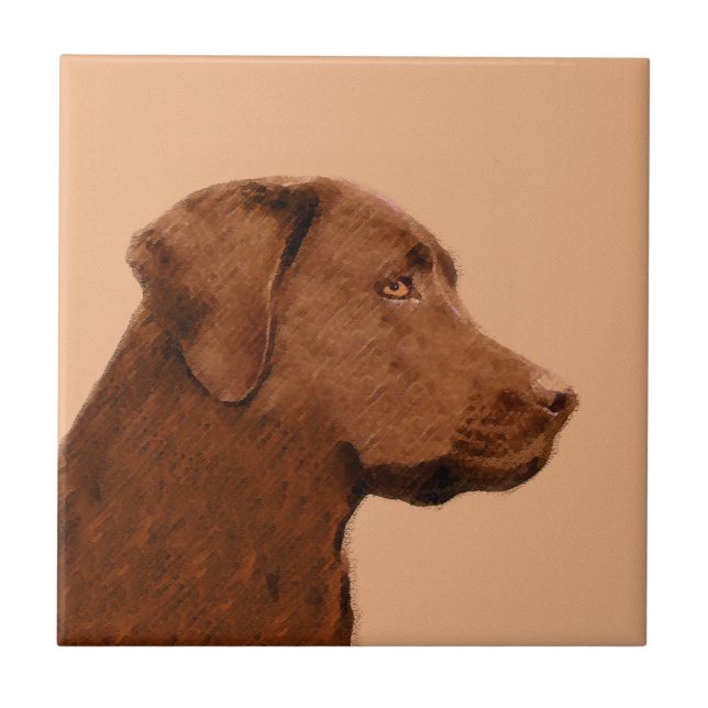 Carreau Labrador Retriever (Chocolat) Peinture - Chien Art (Devant)