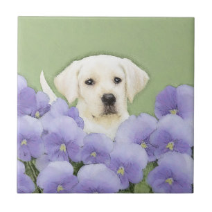 Carreau Labrador Retriever Puppy Painting Original Chien A