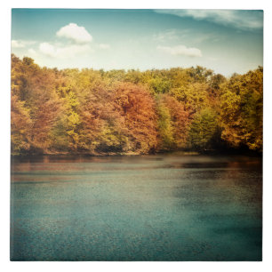 Carreau Lac Forêt Arbres Eau Monogramme Display Carrelage