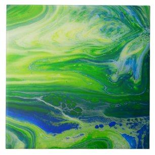 Carreau L'acrylique de paysage marin de vert bleu versent