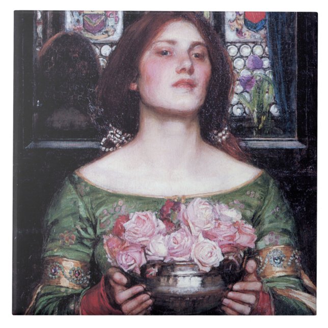 Carreau Lady and Roses, John William Waterhouse (Devant)