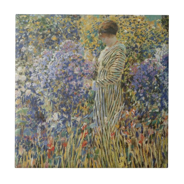 Carreau Lady in a Garden par Frederick Frieseke, Art (Devant)