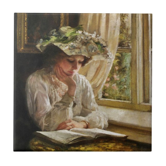 Carreau Lady Reading par Window (Devant)