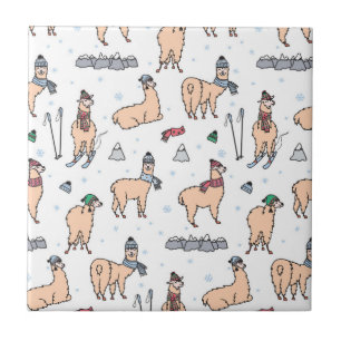 Carreau Lamas dans le motif de ski de casquettes et