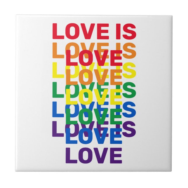 Carreau L'amour est amour arc-en-ciel motif de typographie (Devant)