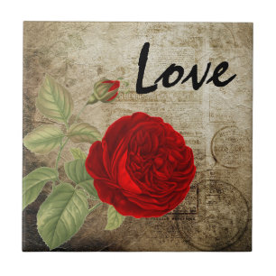 Carreau L'amour rouge vintage s'est levé