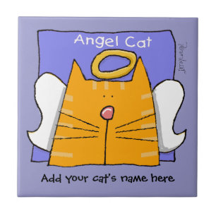 Carreau L'ange orange de chat tigré personnalisent