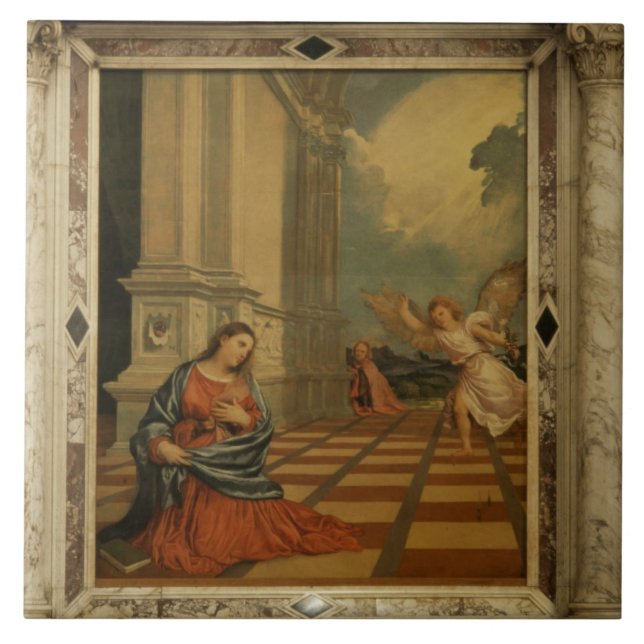Carreau L'annonce de Malchiostro, c.1520 (huile sur le (Devant)