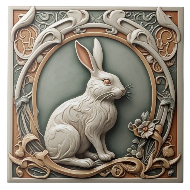 Carreau Lapin - Carrelage Art Nouveau en céramique (Devant)