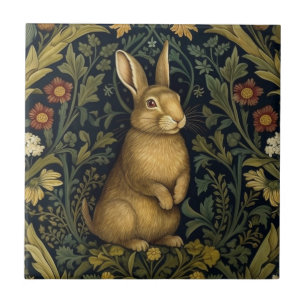 Carreau Lapin dans la forêt style Art nouveau
