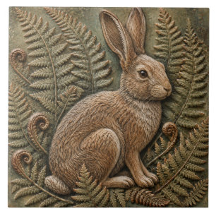 Carreau Lapin de forêt et Art de la nature cottagecore à f