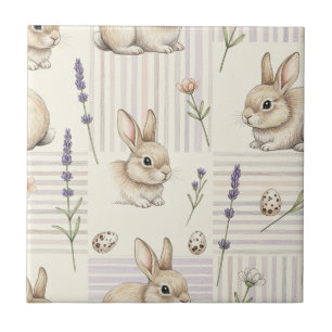 Carreau Lapin de Pâques avec motif pastel de printemps Œuf