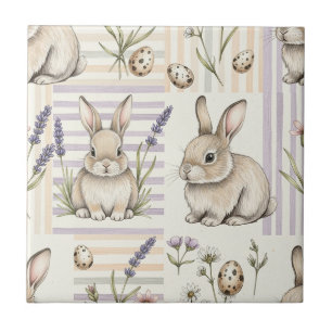 Carreau Lapin de Pâques avec motif pastel de printemps Œuf