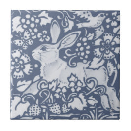Carreau Lapin Lièvre Denim Bleu Botanique Dedham Delft