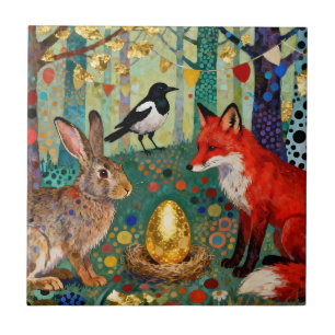 Carreau Lapin, Pie, Renard et «L'œuf de l'oie dorée»