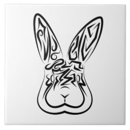 Carreau Lapin tribal noir et blanc