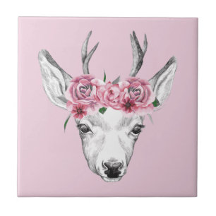 Carreau L'aquarelle fleurit des cerfs communs