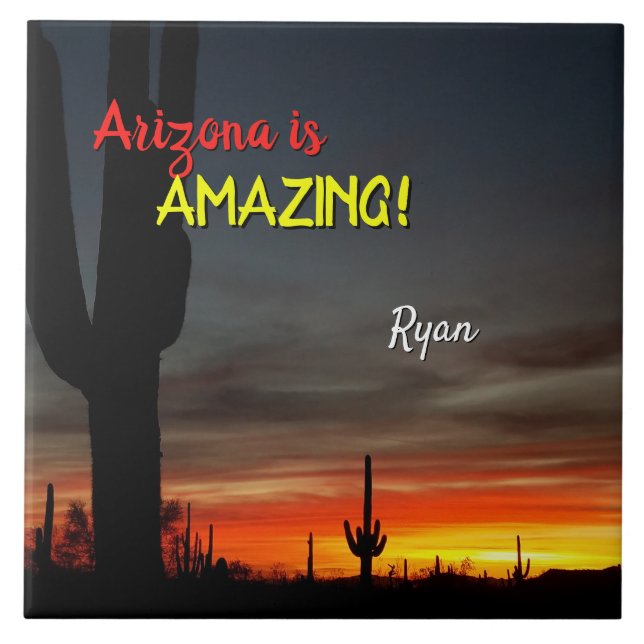 Carreau "L'Arizona est Extraordinaire !" Sunset Sonoran De (Devant)