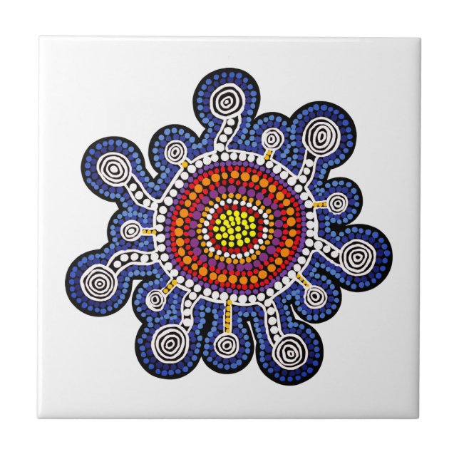 Carreau L'art aborigène australien multicolore (Devant)