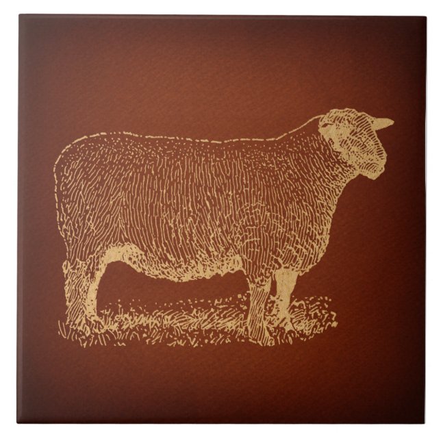 Carreau L'art antique illustré par des moutons rustiques (Devant)