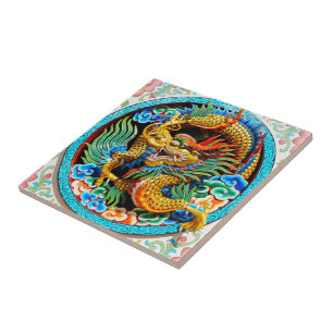 Carreau l'art Cool chinois du lotus de fleur de dragon