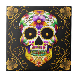 Carreau L'art crâne à sucre - Captivant Dia de los Muertos