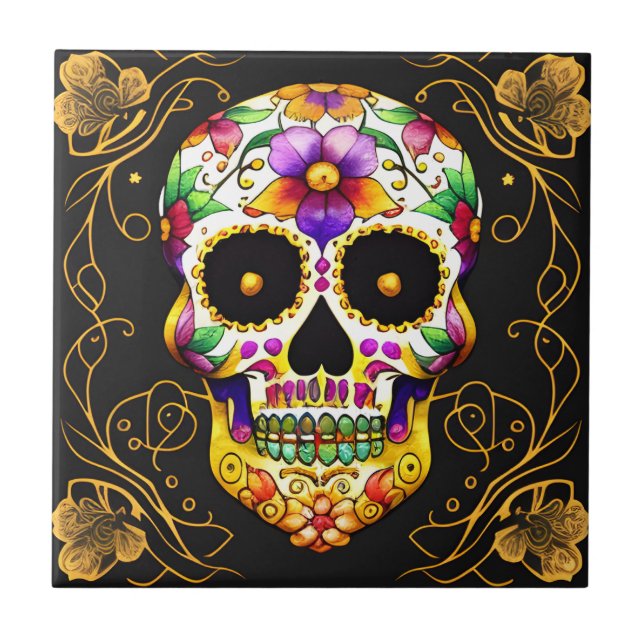 Carreau L'art crâne à sucre - Captivant Dia de los Muertos (Devant)
