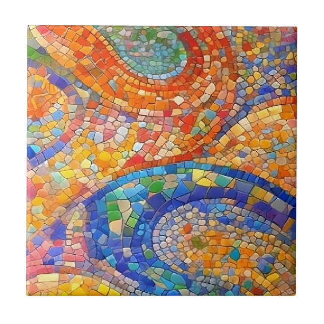 Carreau L'art de la mosaïque Abstraite de l'Orange Bleu Ga (Devant)