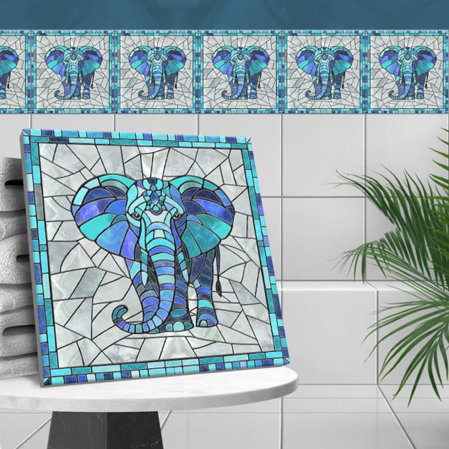 Carreau L'art de la mosaïque Blue Elephant (Créateur téléchargé)