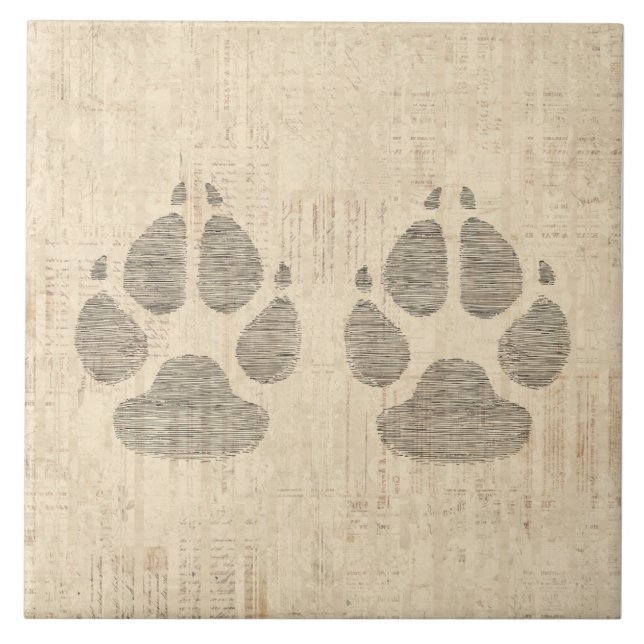 Carreau L'art Empreinte de patte de chien avec un Arrière  (Devant)