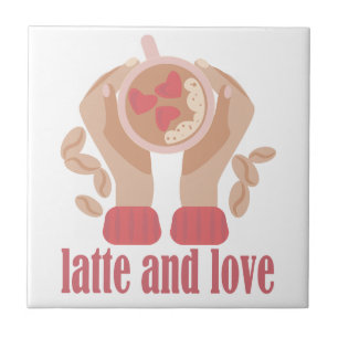 Carreau Latte et coupe d'amour, mains et citation de café