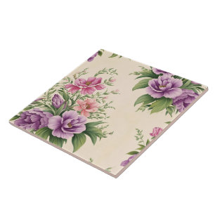 Carreau Lavande Et Rose Pays Jardin Floral Imprimer